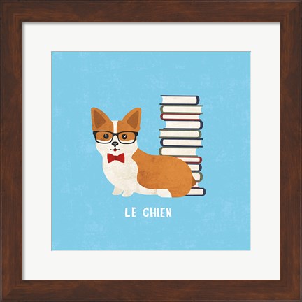 Framed Good Dogs Corgi Bright Le Chien Print