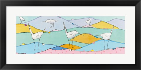 Framed Marsh Egrets I Pink Sand Print