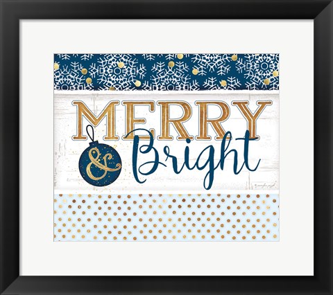 Framed Merry &amp; Bright Blue Print