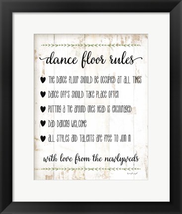 Framed Dance Floor Rules Print