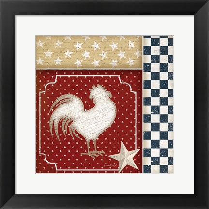 Framed Red White and Blue Rooster IV Print