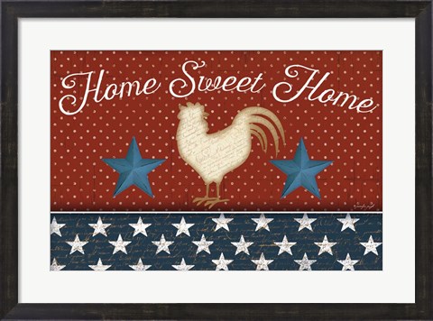Framed Red White and Blue Rooster III Print