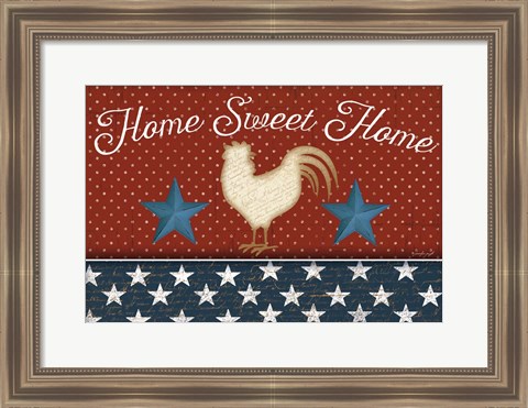 Framed Red White and Blue Rooster III Print