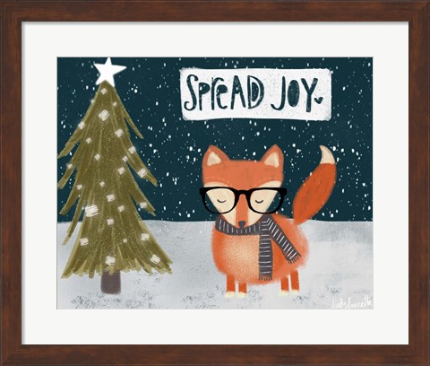 Framed Spread Joy Hipster Fox Print