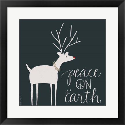 Framed Peace on Earth Reindeer Print