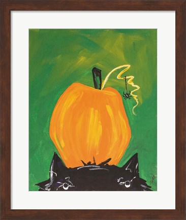 Framed Cat and Pumpkin Print