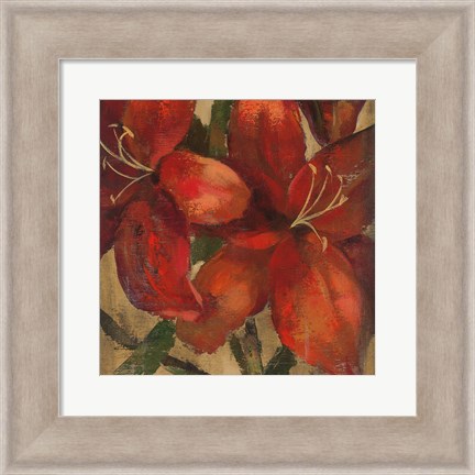 Framed Vivid Red Lily on Gold Crop Print