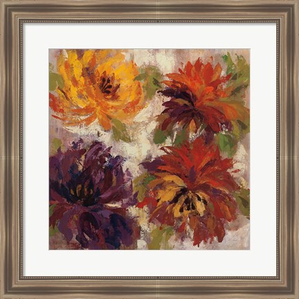 Framed Fiery Dahlias I Print