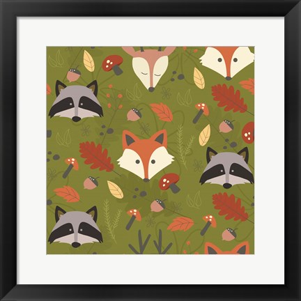 Framed Fall Animal Pattern Print