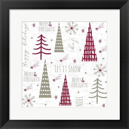 Framed Let It Snow Red Print