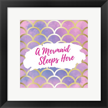 Framed Mermaid Sleeps Here Print