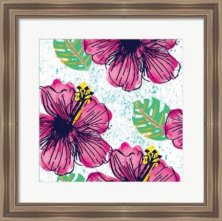 Framed Tropical Floral Pattern Print