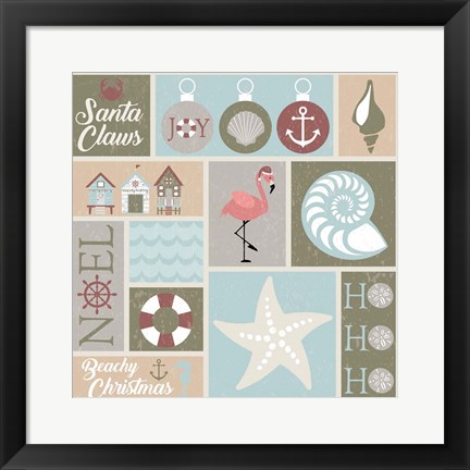 Framed Coastal Christmas Collage Print