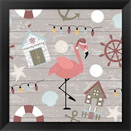 Framed Coastal Christmas Pattern I Print