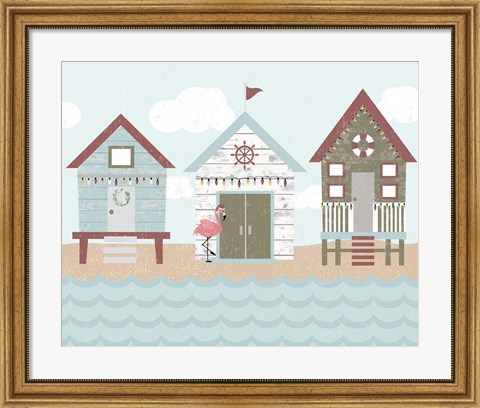 Framed Coastal Christmas Pattern II Print