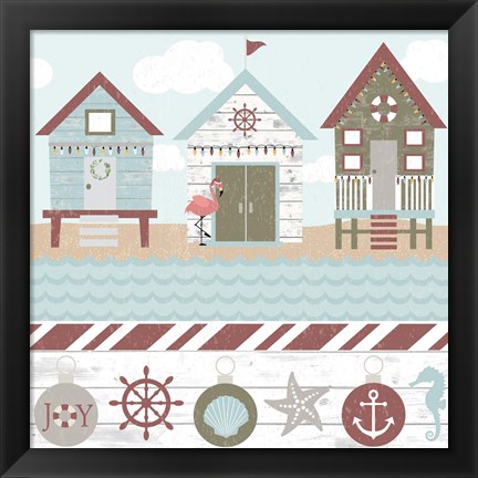 Framed Coastal Christmas Pattern III Print