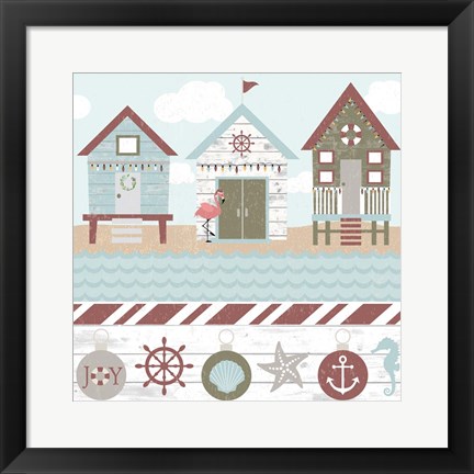 Framed Coastal Christmas Pattern III Print