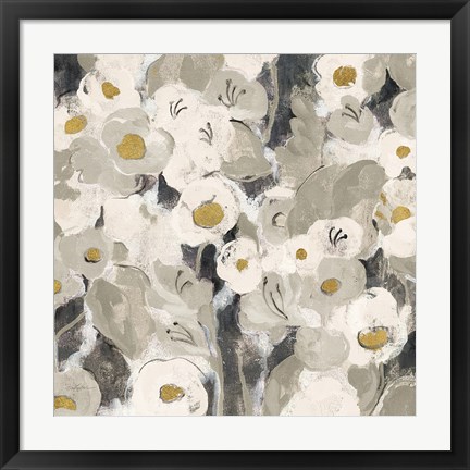 Framed Velvety Florals Neutral III Print