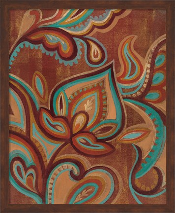 Framed Bohemian Paisley II Turquoise Print