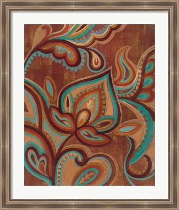 Framed Bohemian Paisley II Turquoise Print