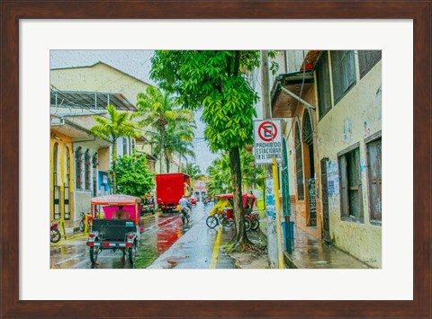 Framed Rainy Street Iquitos Peru Print