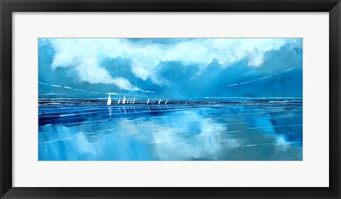 Framed Blue Sky and Boats V Print