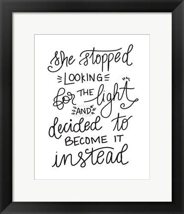 Framed Become the Light - Hand Lettered Print