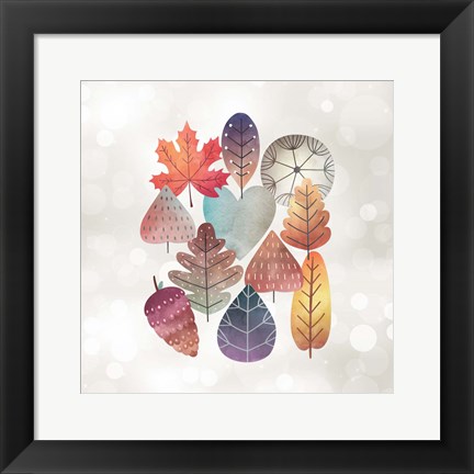 Framed Leaves on Bokeh Print