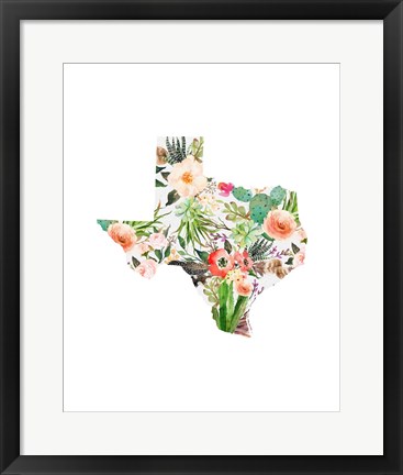 Framed Texas Floral Collage I Print