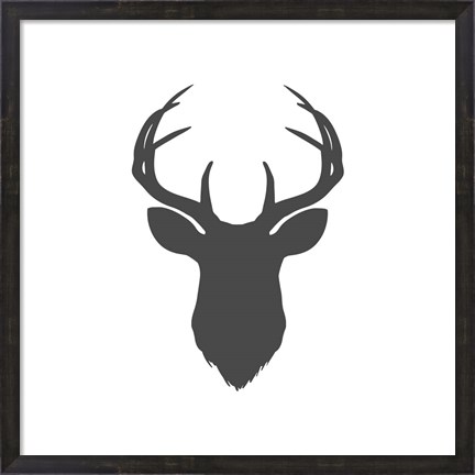 Framed Charcoal Deer Head Print