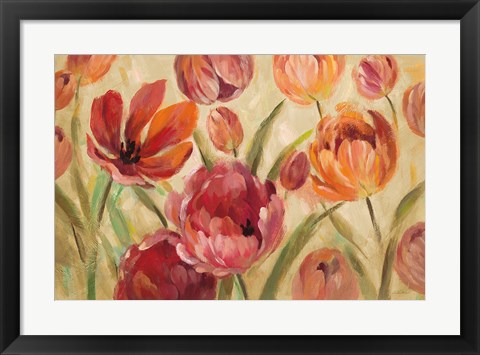 Framed Expressive Tulips Neutral Print