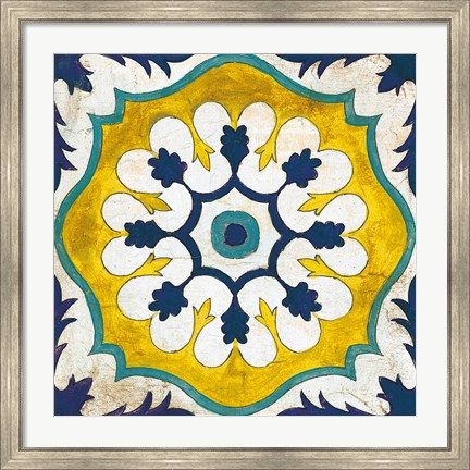 Framed Andalucia Tiles C Blue and Yellow Print