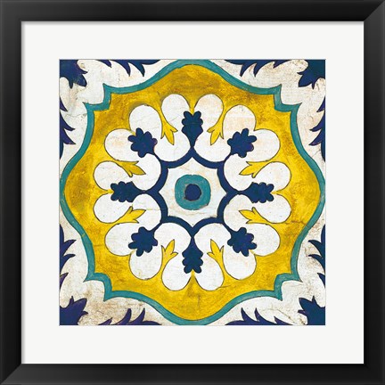 Framed Andalucia Tiles C Blue and Yellow Print