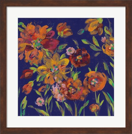 Framed July Garden Trio III Indigo Print