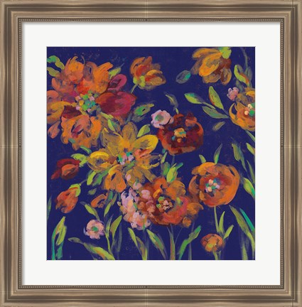 Framed July Garden Trio III Indigo Print