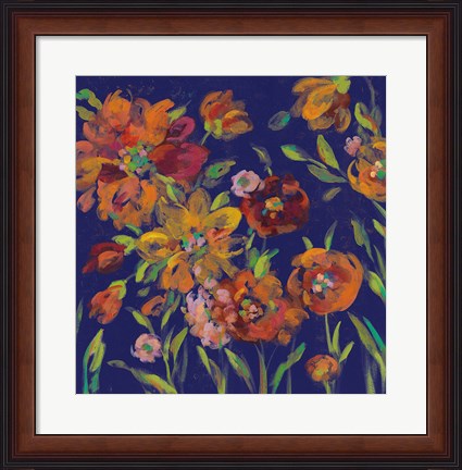 Framed July Garden Trio III Indigo Print