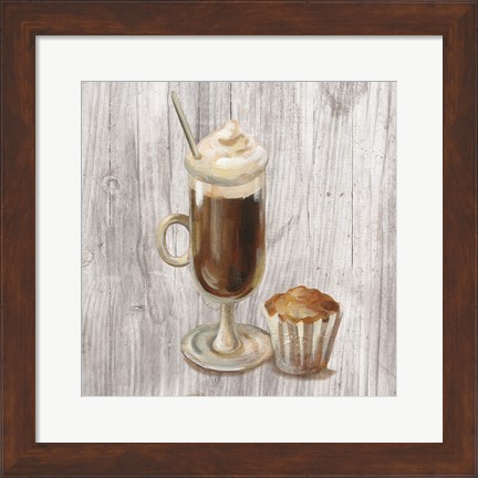 Framed Coffee Time V on Wood Print