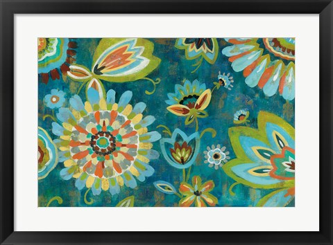 Framed Decorative Peacock Floral Print