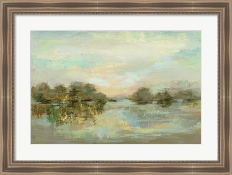 Framed Dreamy Lake Green Print