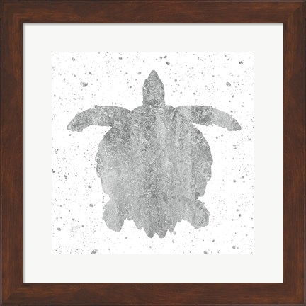 Framed Silver Sea Life Turtle Print