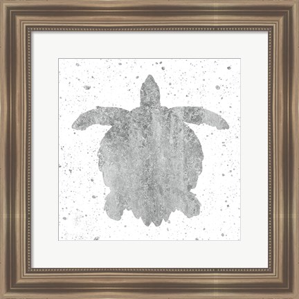 Framed Silver Sea Life Turtle Print