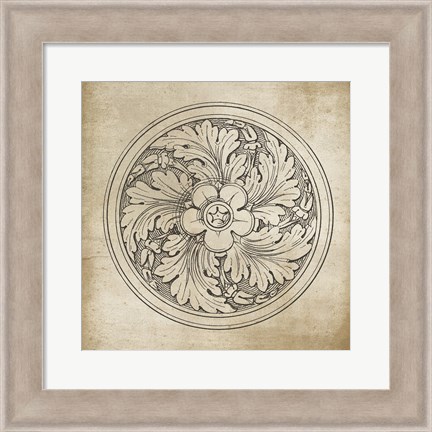 Framed Rosette II Neutral Print