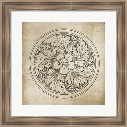 Framed Rosette II Neutral Print