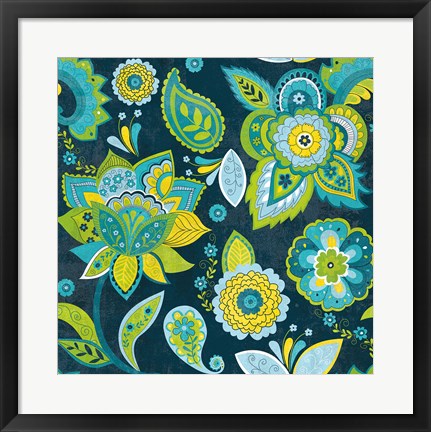 Framed Fun Florals Indigo Crop Print