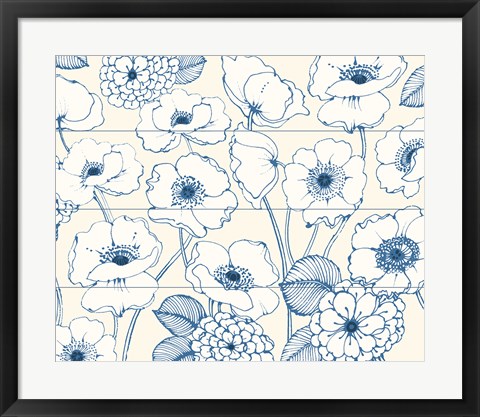 Framed Pen and Ink Flowers I Print