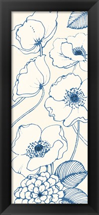 Framed Pen and Ink Flowers on cream Panel III Print