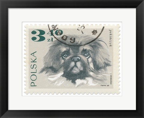 Framed Poland Stamp III on White Print