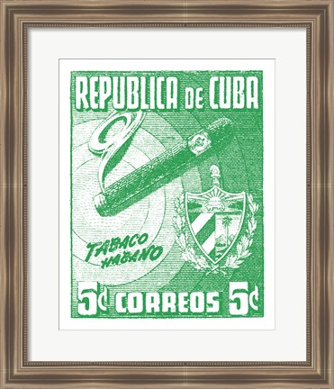 Framed Cuba Stamp XI Bright Print