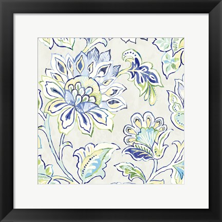 Framed Ceylon Gardens III Indigo Print