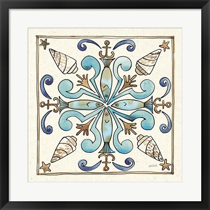 Framed Coastal Breeze Tile IV Print